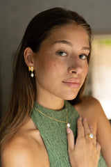 Zarela 18K gerecycled fijn goud vergulde zoetwaterparel / rooktopaas oorbellen - 925 zilveren stekers