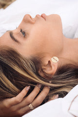 Aimouni 18K Recycled Fine Gold Plated Polki Diamond Earrings - 925 Silver Posts