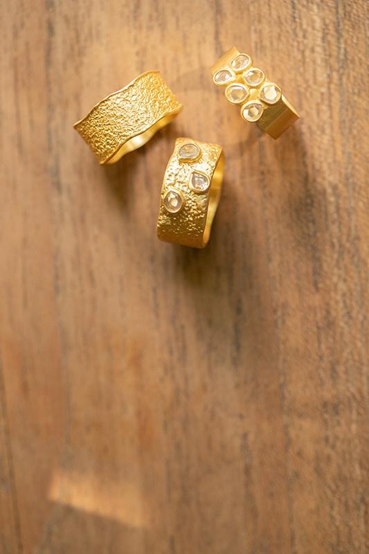 Illius 18K Recycled Fine Gold Plated Polki Diamond Ring