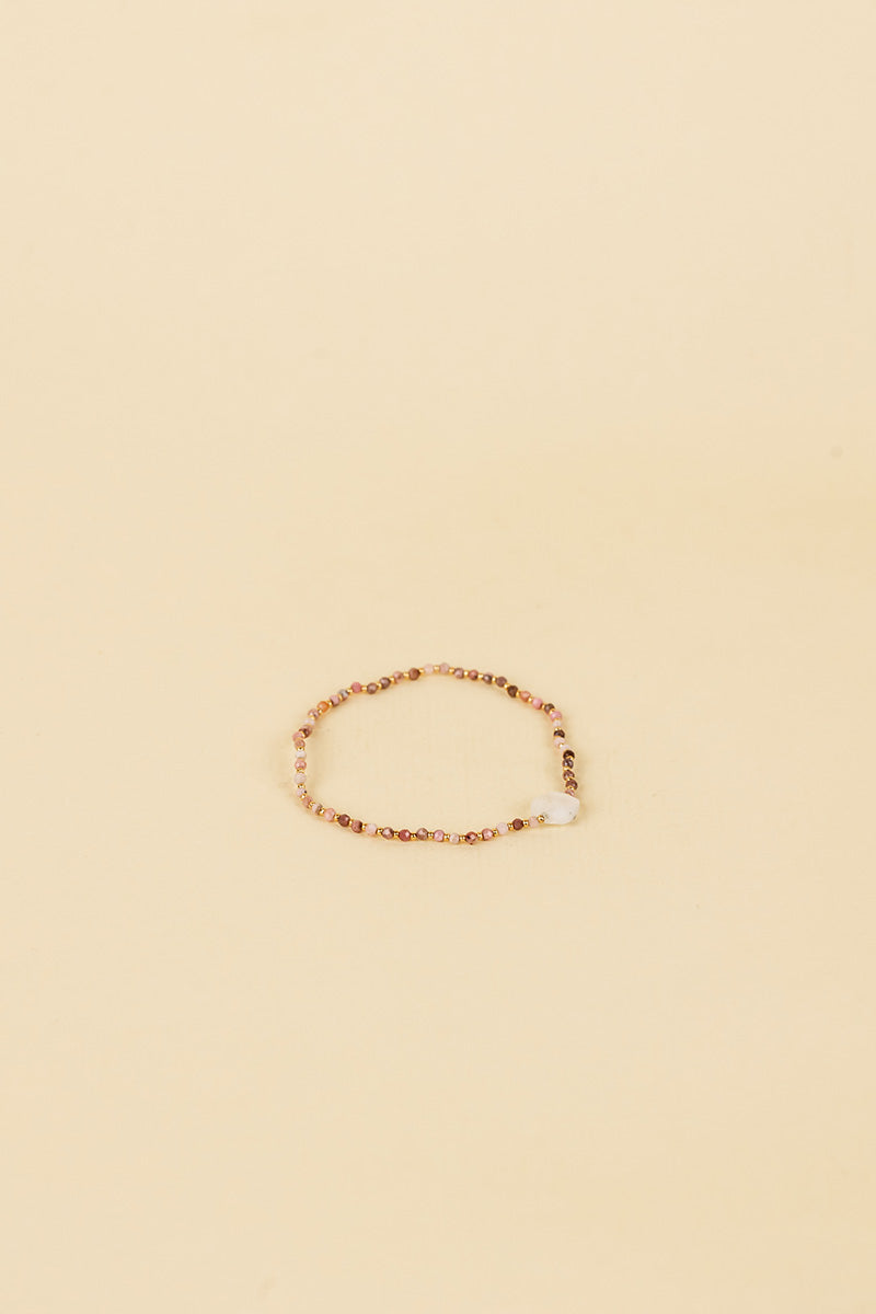 Ikumi 14K Gold Inlay Multi-Color Crystal / Rainbow Moonstone Bracelet