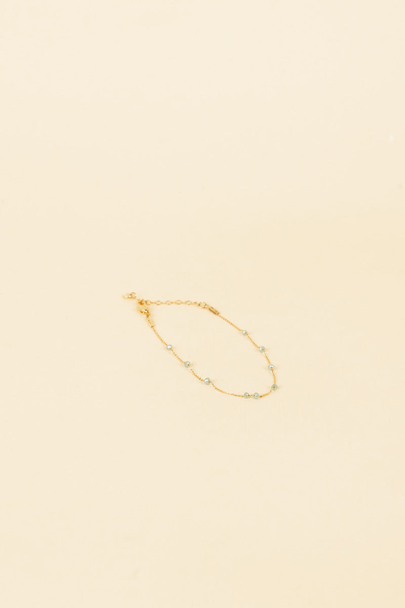 Yusi 14K Gold Inlay Turquoise Crysal Bracelet