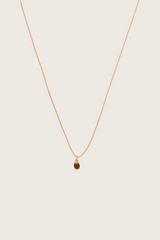 Sirig 14K Gouden Inleg Crème Snaar / Smoky Topaas Hanger Ketting