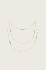 Taima 18K gerecycled fijn goud vergulde ketting, witte parel / blauwe topaas