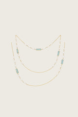 Taima 18K gerecycled fijn goud vergulde ketting met witte parel / blauwe topaas