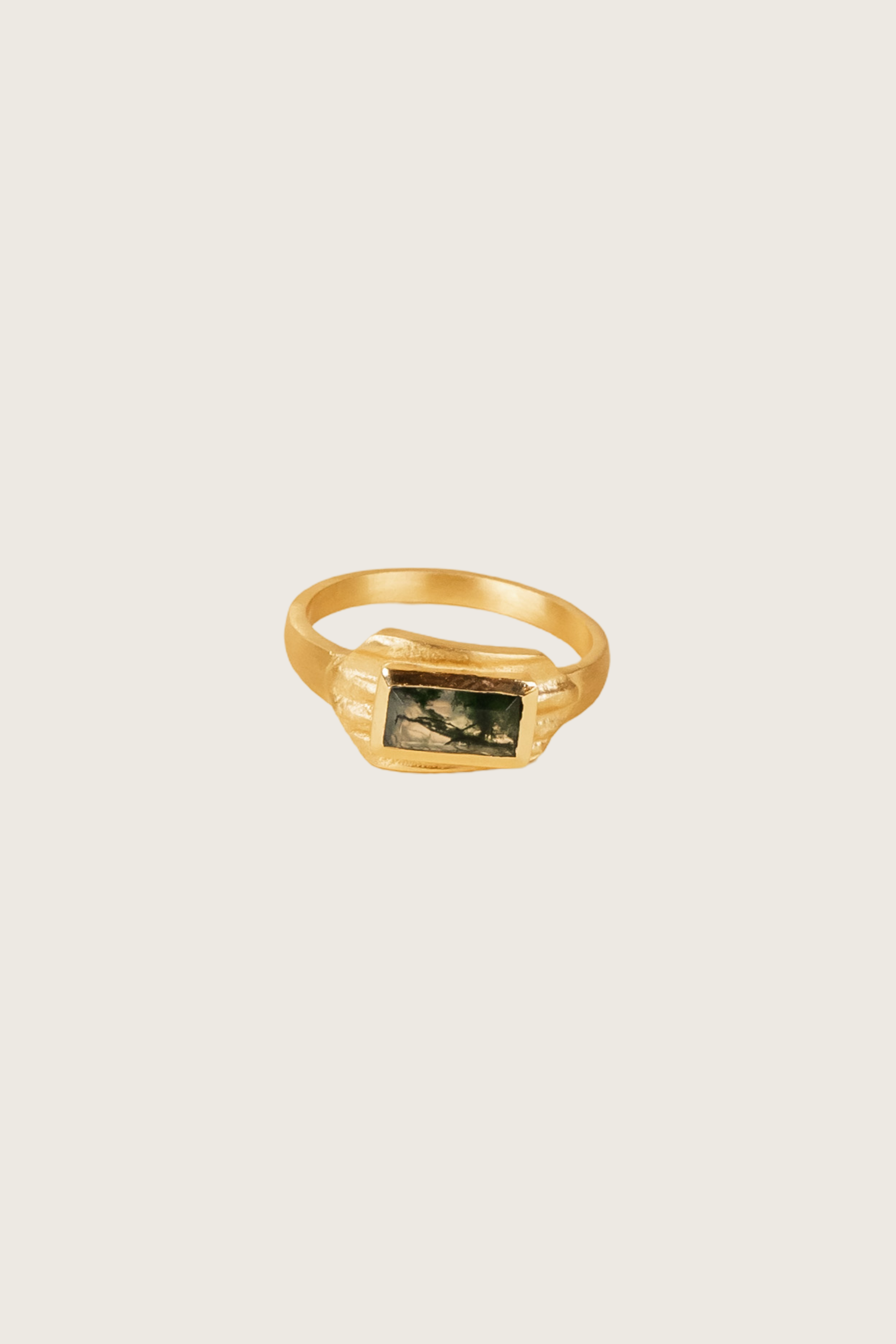 Caelia 18K Recycled Fine Gold Plated Moss Agate Ring