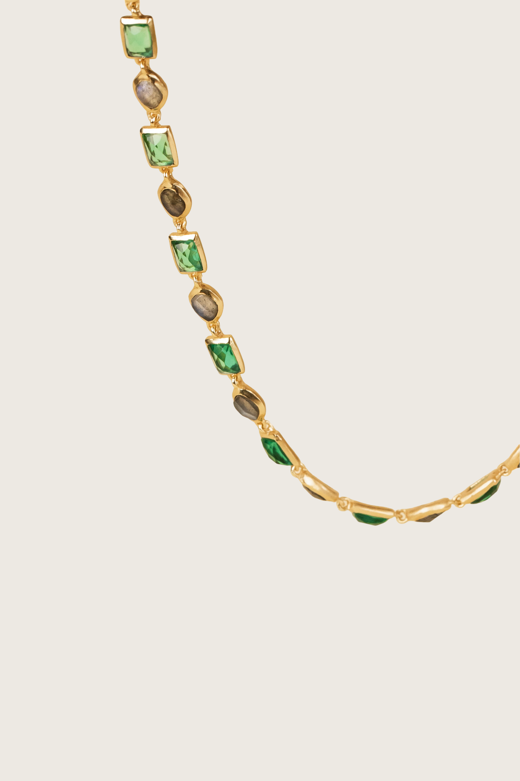 Luméra 18K Recycled Fine Gold Plated Labradorite / Green Tourmaline Necklace
