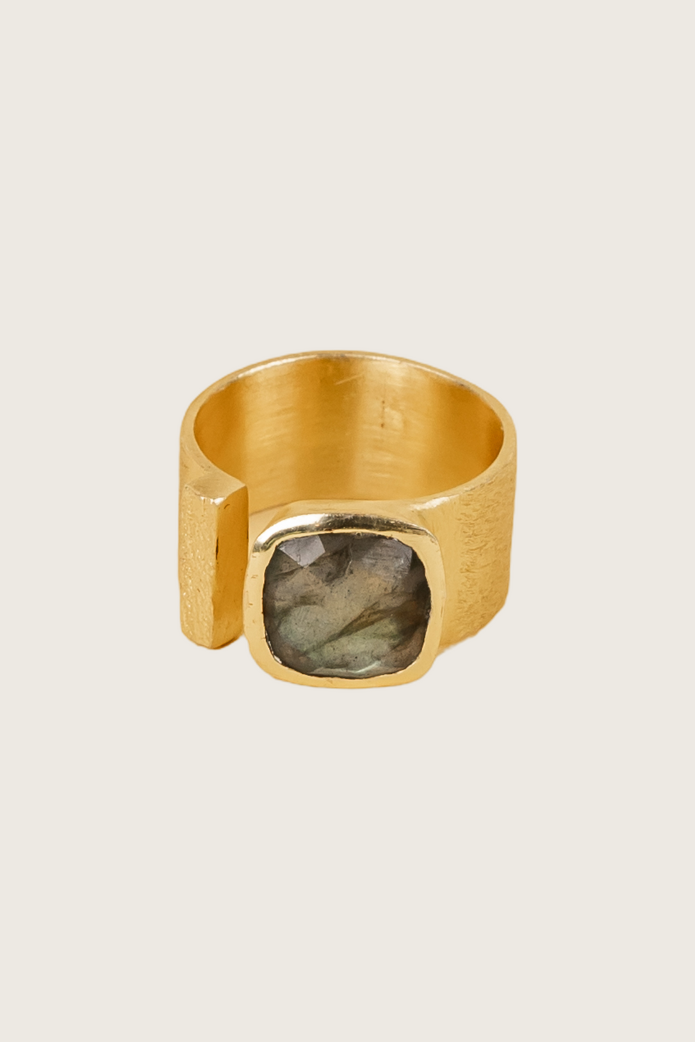 Malypso 18K gerecycled fijn verguld ring, labradoriet