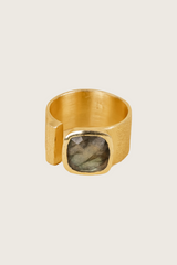 Malypso 18K gerecycled fijn goud vergulde labradoriet ring
