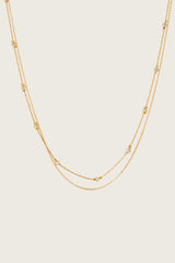 Posla 14K gouden ingelegde crème kristallen ketting