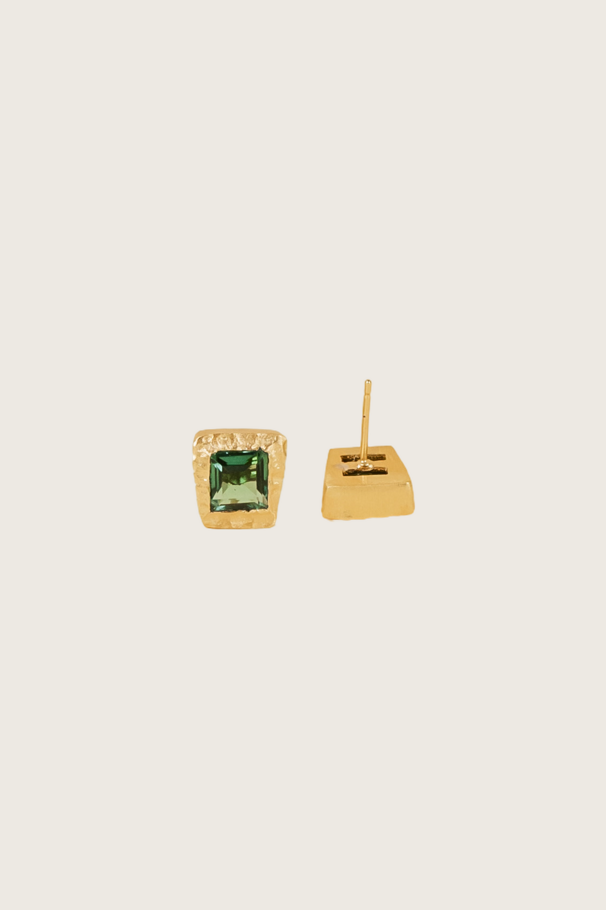 Solis 18K Recycled Fine Gold Plated Green Amethyst Earrings - 925 Silver Posts