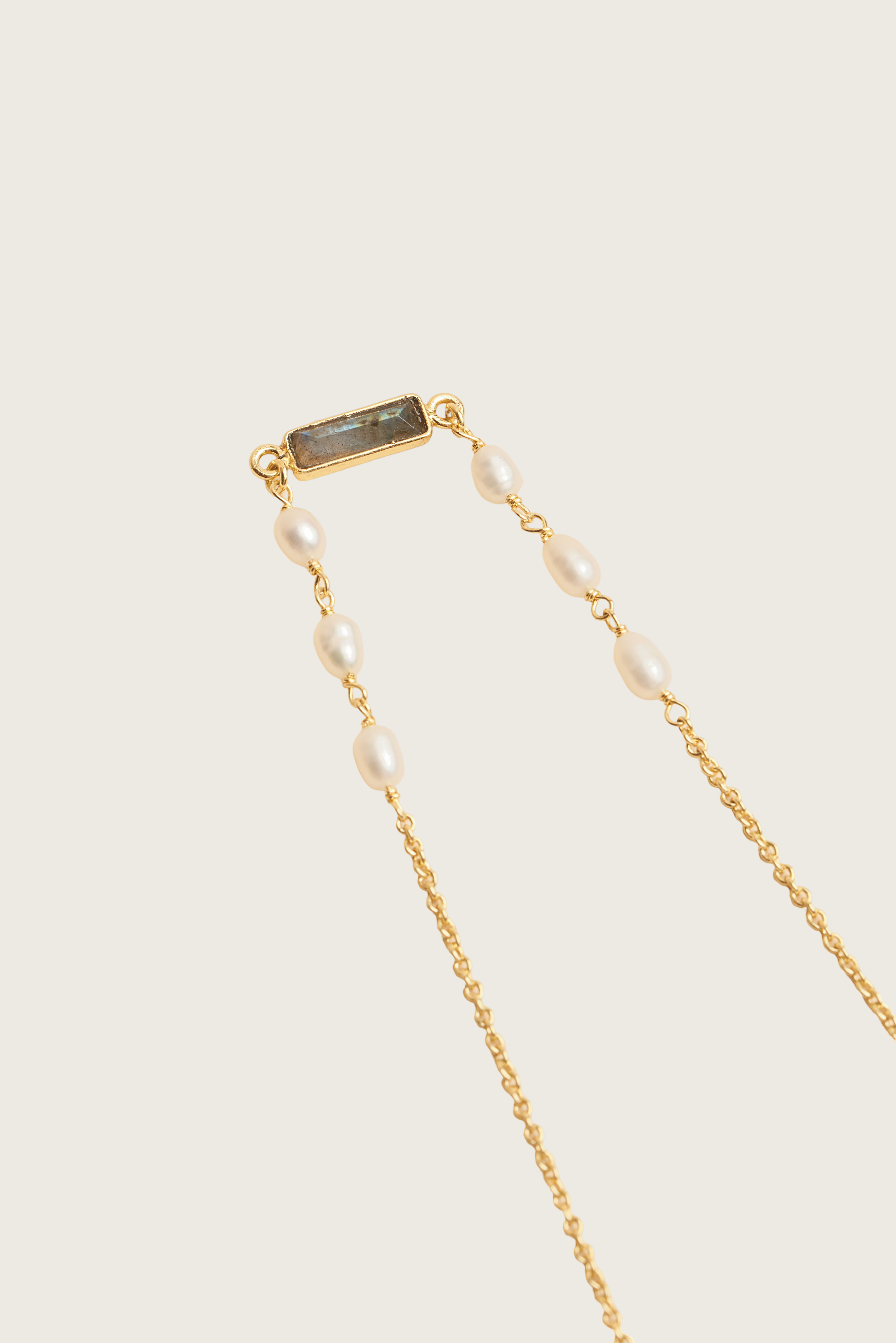 Taima 18K Recycled Fine Gold Plated White Pearl / Blue Topaz Necklace