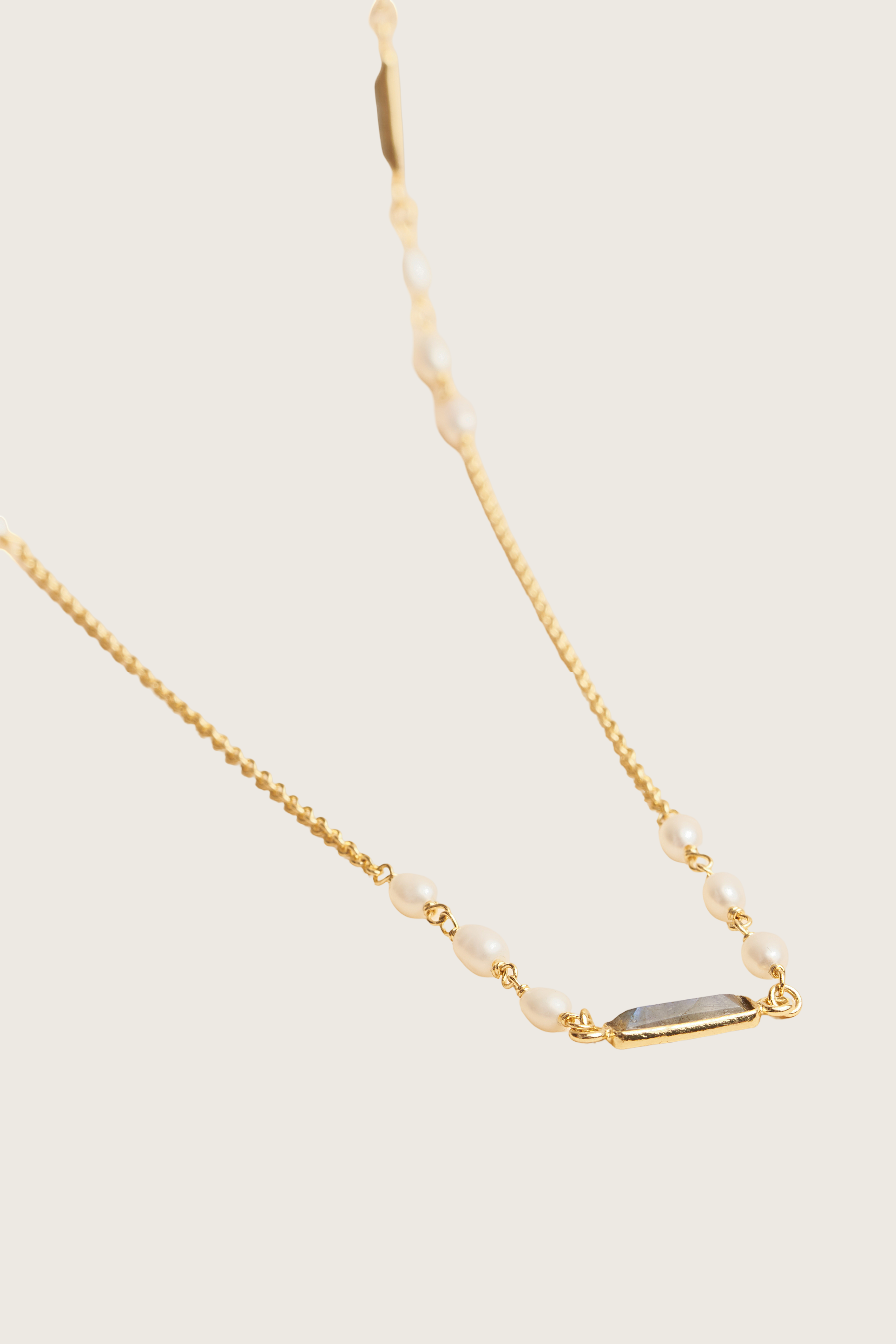 Taima 18K Recycled Fine Gold Plated White Pearl / Blue Topaz Necklace