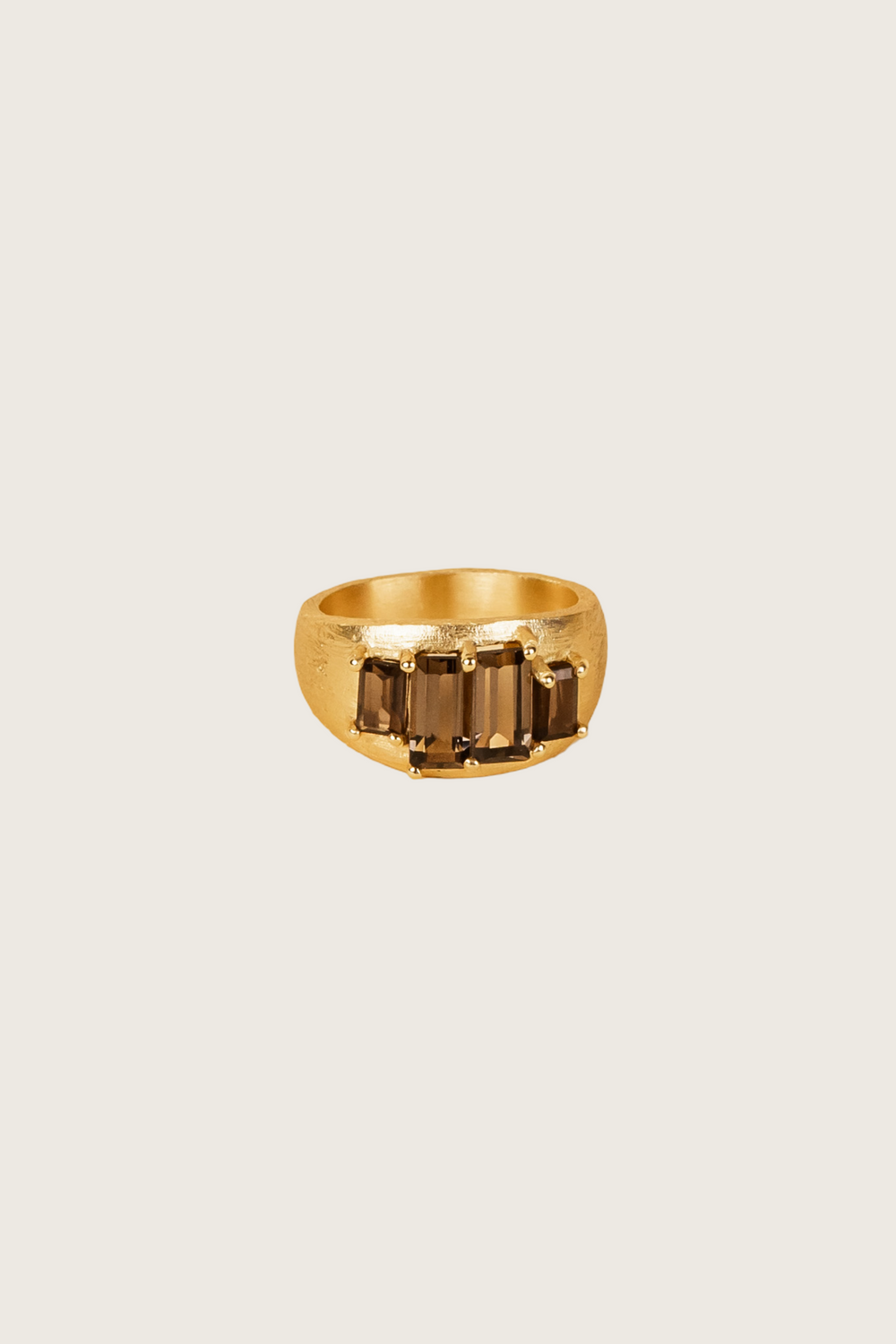 Velora 18K gerecycled fijn goud vergulde ring, rooktopaas
